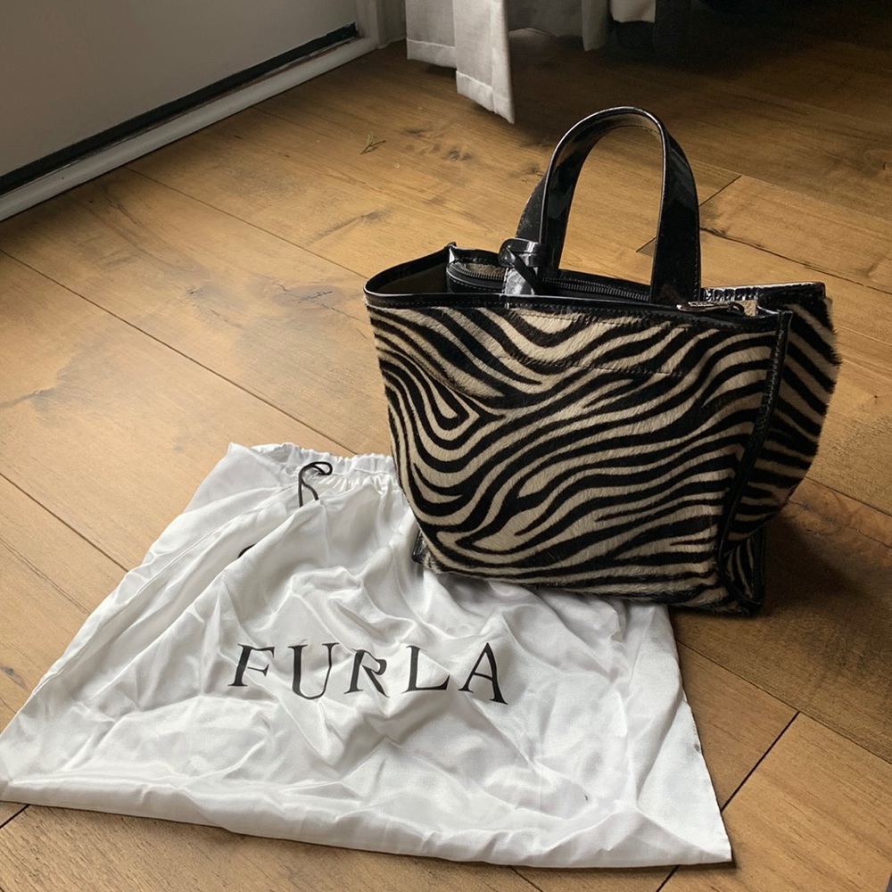 Furla calf hair zebra tote
